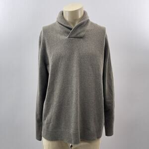 Banana Republic Sweater Men XL Gray Merino Wool Knit Gifting Pullover Shawl